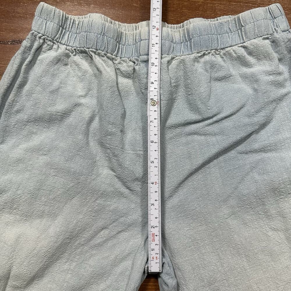 PO-EM Pull On Pants Womens M Blue Light Wash Denim Handwoven Cotton Boro Patch - Picture 11 of 15
